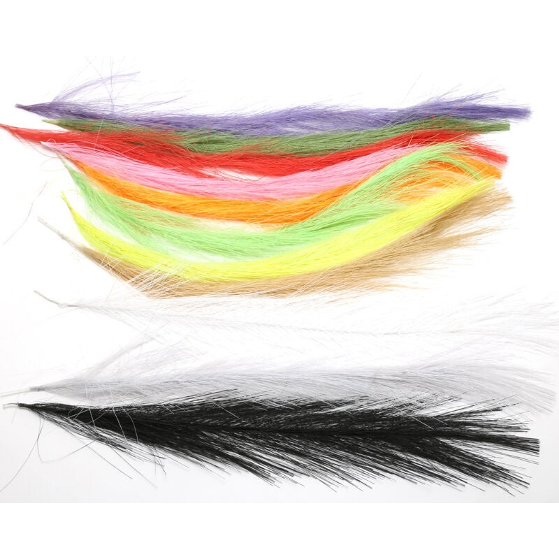 Hareline Hackle Hair|Black|Fl Yellow|Gray|Lime Green|Blue|Olive|Orange|Pink|Purple|Red|Tan|White