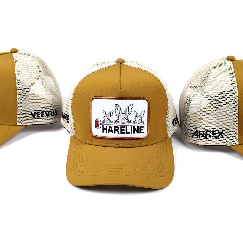 Hareline Logo Trucker Cap|Olive/Black|Ginger/Tan|Tan/Tan