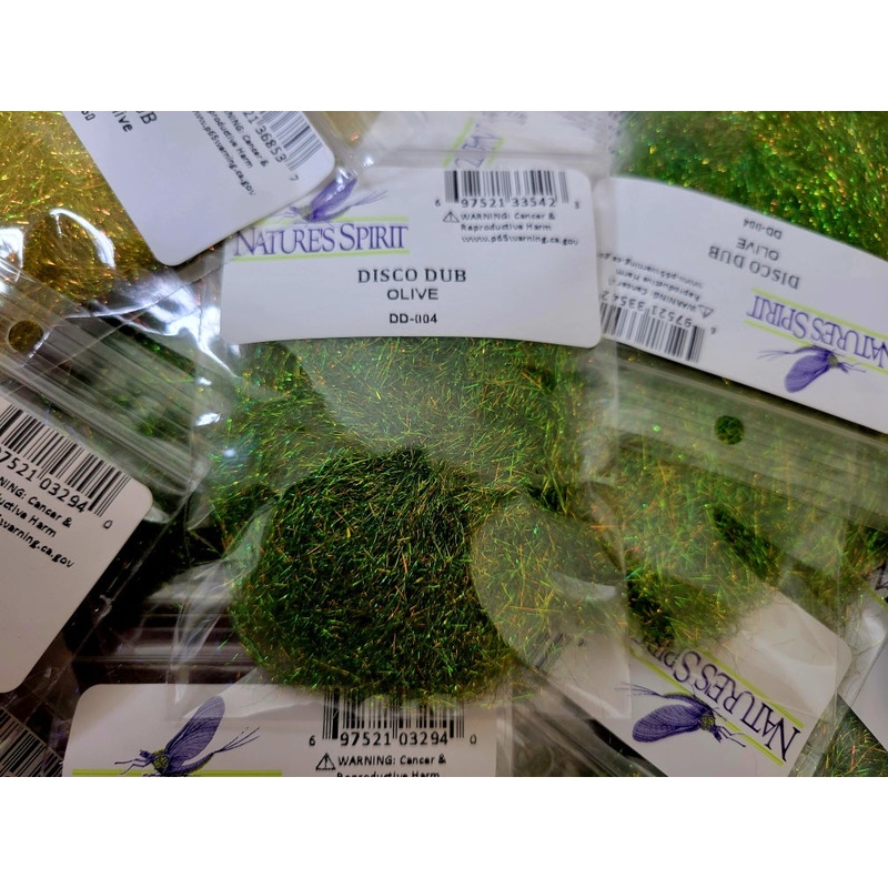 Nature’s Spirit Disco Dubbing|Pale Morning Dun|Blue Wing Olive|Olive|Brown Olive|Rusty Brown|Yellow|Primrose Yellow|Emerald Caddis|Pale Caddis|Callibaetis|Orange|Black|Burgundy|Tan|Golden Olive|Pearl Green|Pearl Purple|Pearl Gold|Polar Ice|Light Shrimp|Sh