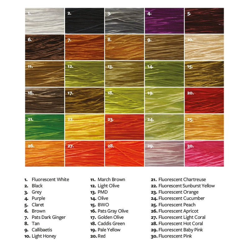 Fulling Mill Flex-Floss Micro|Fluorescent White|Black|Grey|Purple|Claret|Brown|Pats Dark Ginger|Tan|Callibaetis|Light Honey|March Brown|Light Olive|PMD|Olive|BWO|Pats Gray Olive|Golden Olive|Caddis Green|Pale Yellow|Red|Fluorescent Chartreuse|Fluorescent
