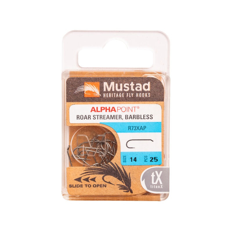 Mustad Streamer Hook 9671 2XH 3XL Barbless Forged Down Eye TitanX 25 Pack