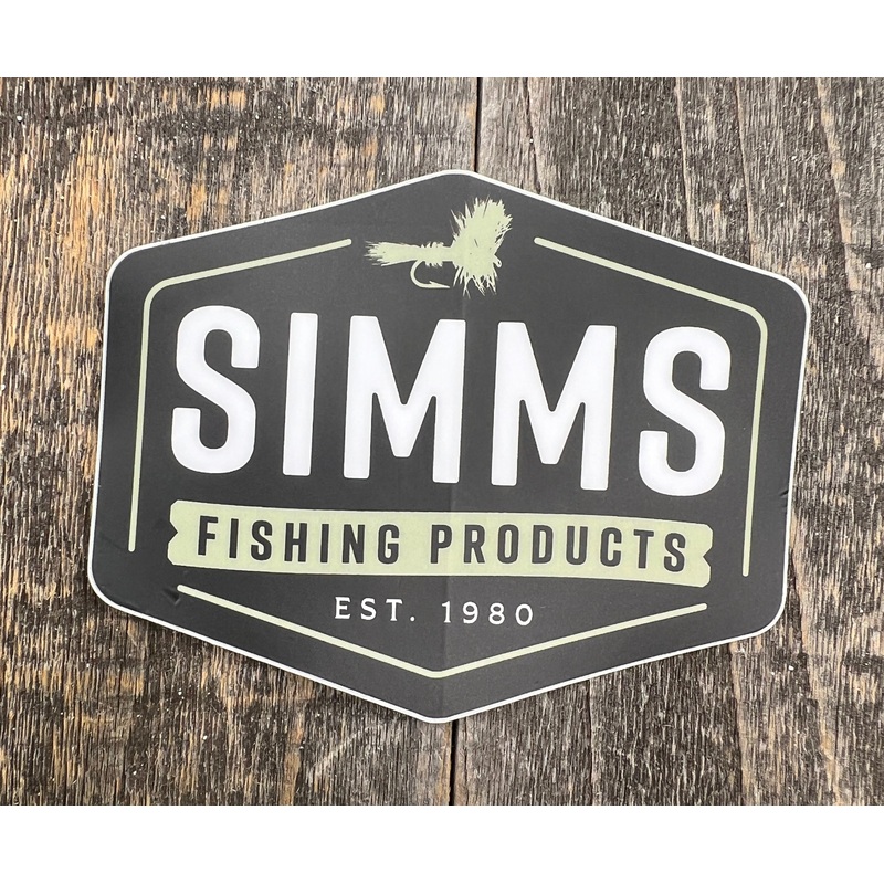 Simms Fly Patch Sticker|White|Black