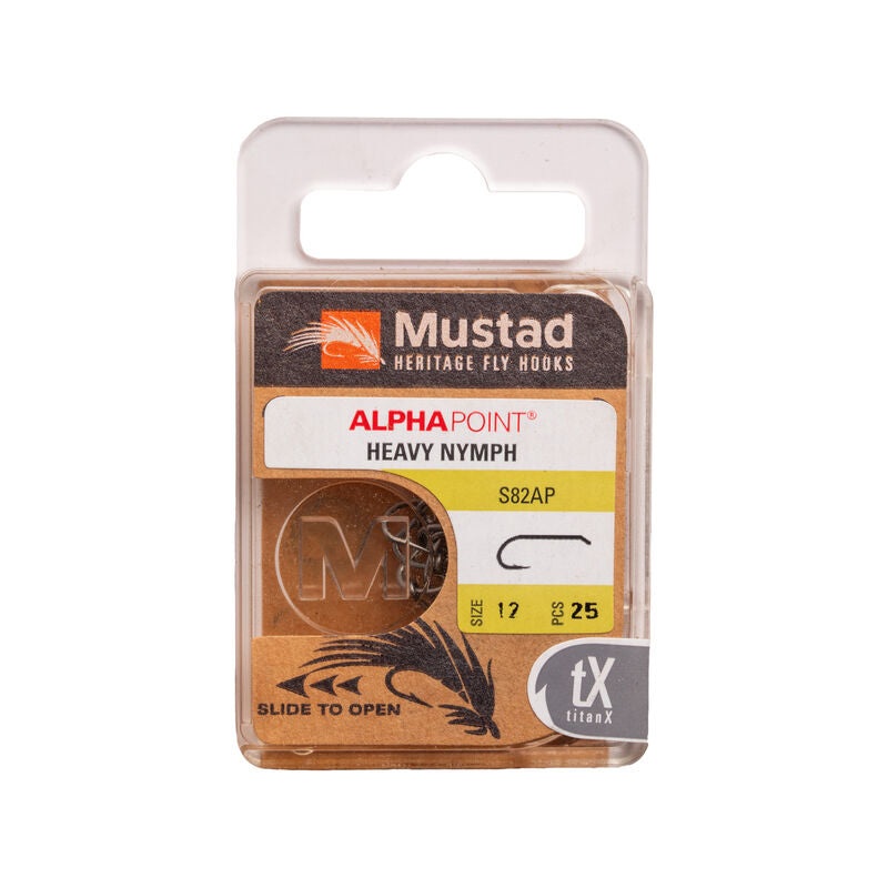 Mustad Nymph Hook 3906B Sproat Bend 3XH 2XL Down Eye TitanX 25 Pack – S82AP