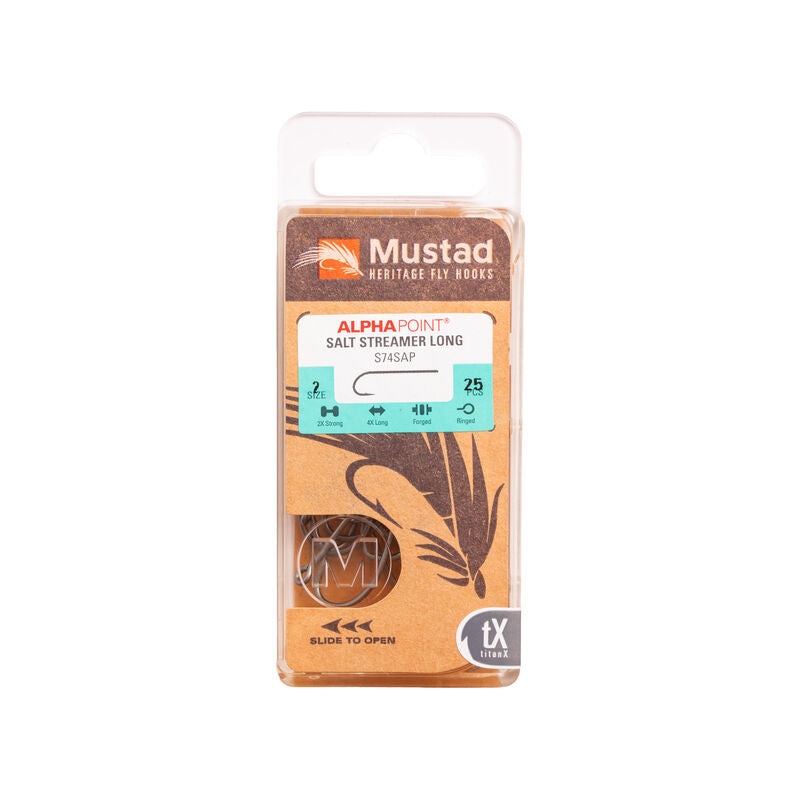 Mustad Streamer O’Shaughnessy 34011 2XH/4XL Forged Straight TitanX 25 Pack