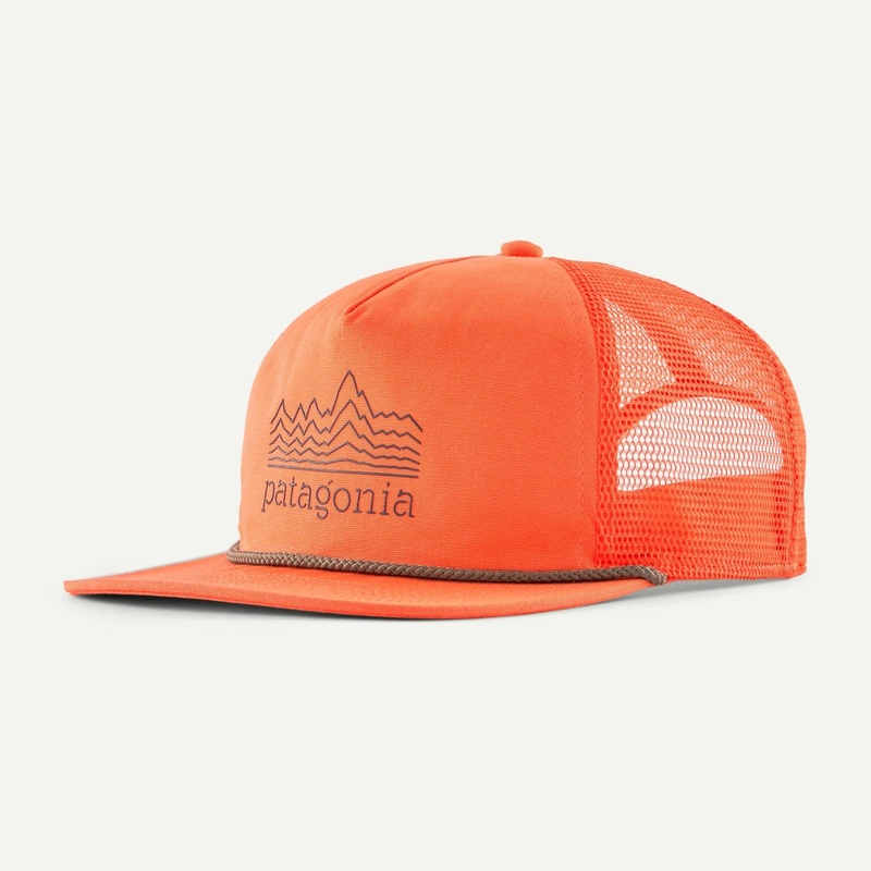 Patagonia Airfarer Cap|P-6 Logo: Deer Brown|Strata Stencil: Orange Peel|P-6 Logo: Old Growth Green