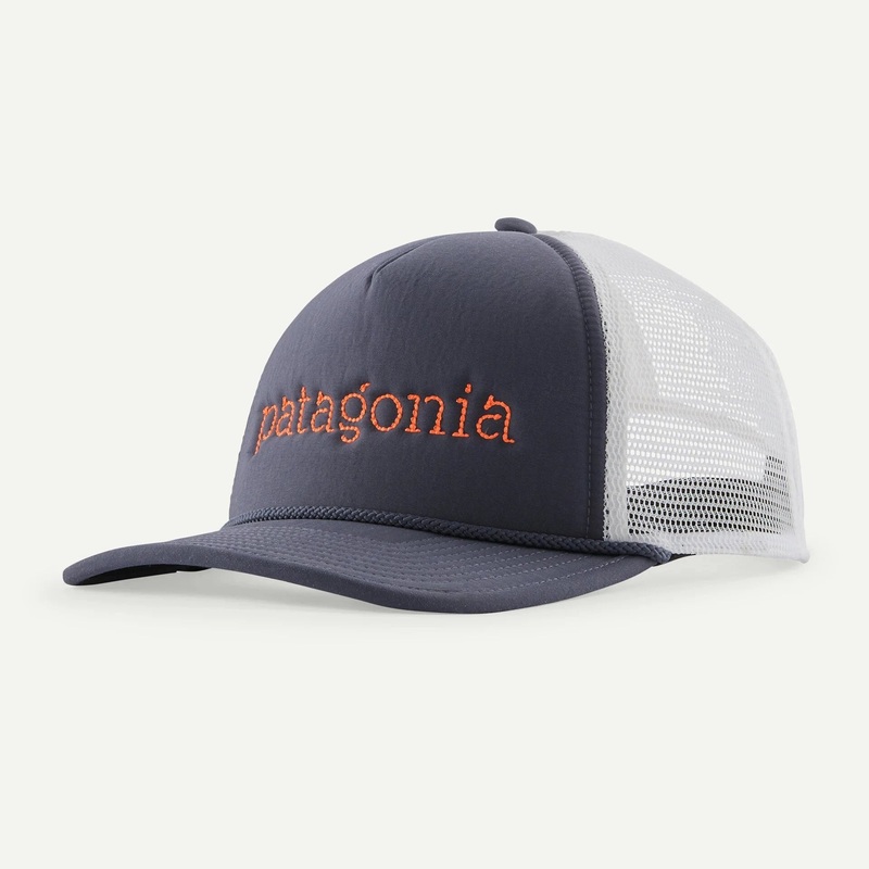 Patagonia Broadcaster Hat|Fish Jump: Dried Vanilla|Strata Text: Smolder Blue