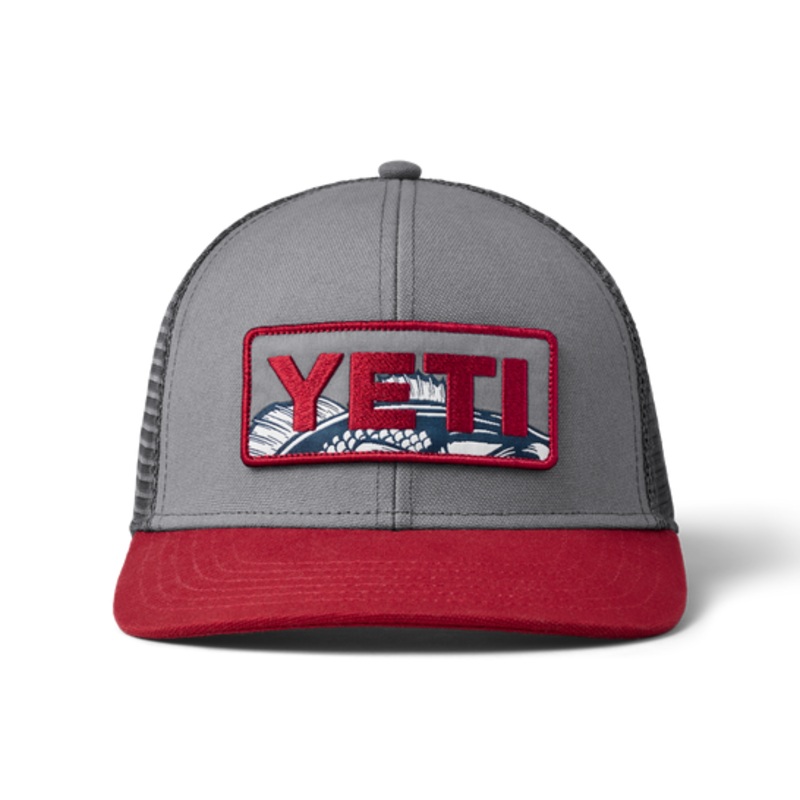 YETI BASS BADGE TRUCKER HAT|Grey Rust