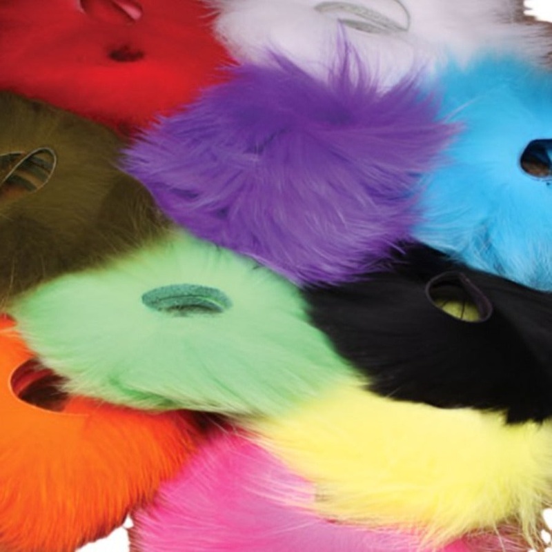 Hareline Arctic Fox Zonker|Hot Orange |187|Kingfisher Blue |199|Olive |263|Purple |298|White |377|Black |11|Chartreuse |54|Yellow |383
