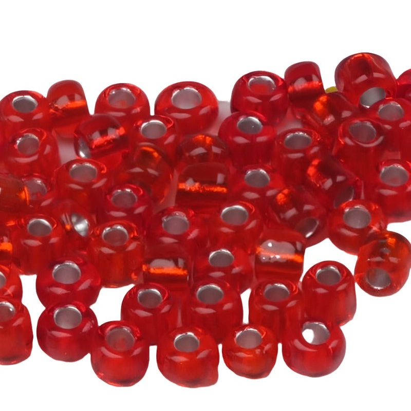 Hareline Tyers Glass Beads|Iridescent Crystal|Red|Medium|Large