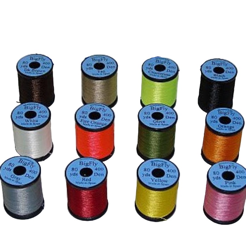 UNI Big Fly Tying Thread|Black|Chartreuse|Dark Brown|Fire Orange|Gray|Olive|Orange|Pink|Red|Tan|White|Yellow