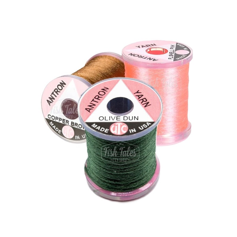 UTC Antron Yarn Spool|White|Black|Fl. Fire Orange|Fl. Green|Fl. Orange|Fl. Pink|Fl. Yellow|Burnt Orange|Caddis Green|Copper Brown|Cream|Golden Brown|Golden Yellow|Light Grey|Medium Olive|Olive Dun|PMD Shuck|Red|Rusty Orange|Tan|Yellow