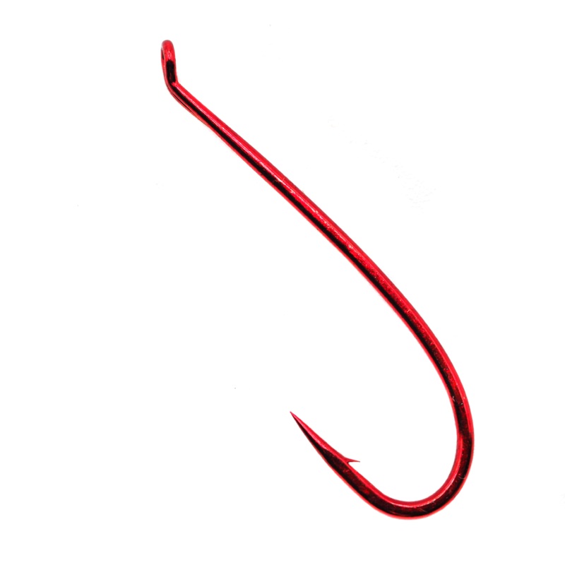 Gamakatsu T10-6H Salmon Tapered Loop Up Eye Hook – Red