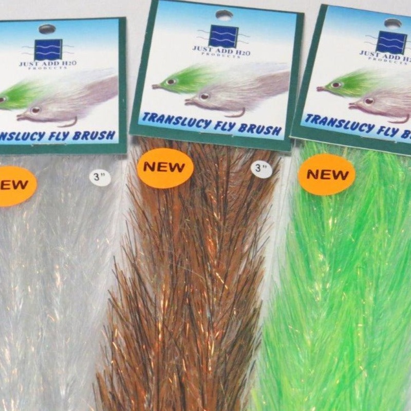 H2O Translucy Fly Brush|Midnight Black|Hot Orange|Shrimp|Sunburst|Brown|Steelhead Grey|1″|2″