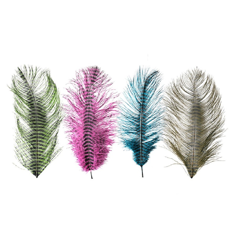 MFC Barred Ostrich Plume|Blue/Black|Chartreuse/Black|Fuchsia/Black|Fuchsia/Purple|Kingfisher Blue/Black|Olive/Black|Orange/Black|Purple/Black|Yellow/Black|Kingfisher Blue/Royal Blue