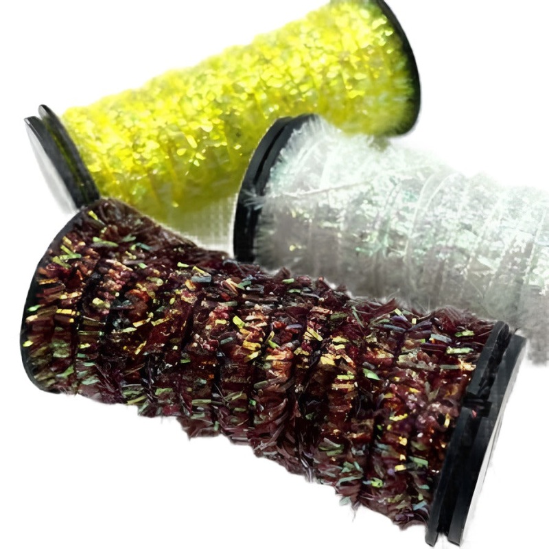 Kreinik Micro Ice Chenille|Black|Copper|Fl. Green|Gold|Green|Mallard|Pale Yellow|Peacock|Pearl|Red|Silver