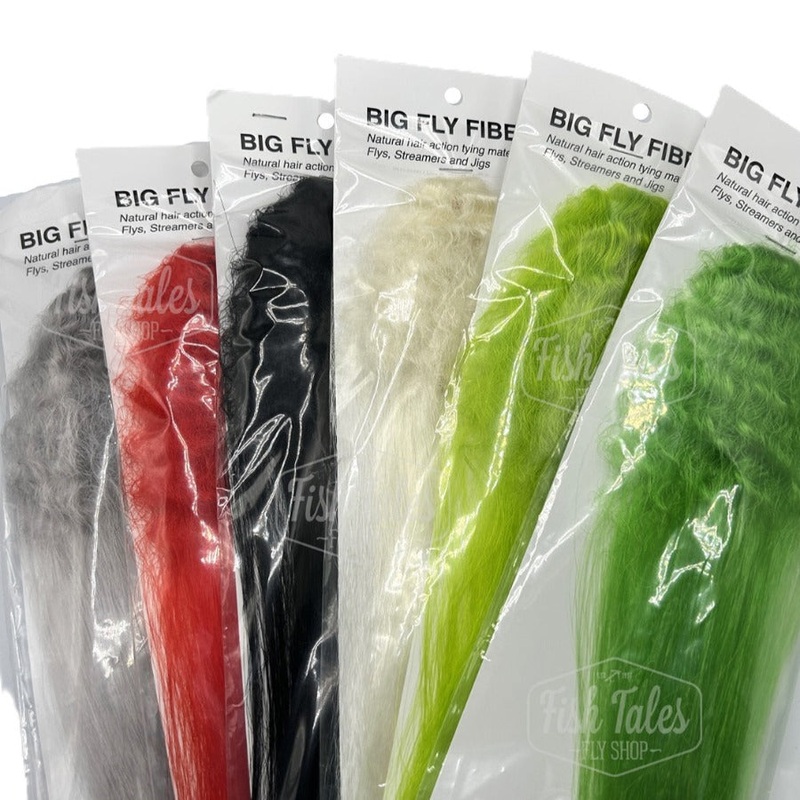 Hedron Curled Big Fly Fiber|Fl. Green|Green|Orange|Red|Silver Grey|White|Yellow|Black