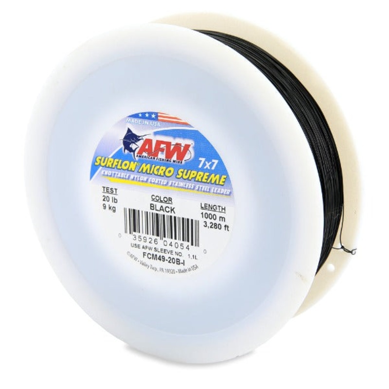 AFW Surflon Micro Supreme Black Bulk Nylon Coated Fishing Wire