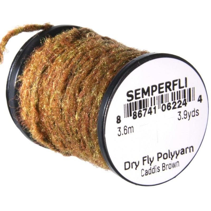 Semperfli Dry Fly Polyyarn|Caddis Brown|Mottled Adams|Mottled Black/Golden Olive|Black|Caddis Amber|Mottled Brown/Cream|Mottled Dark Brown|Mottled Orange/Brown