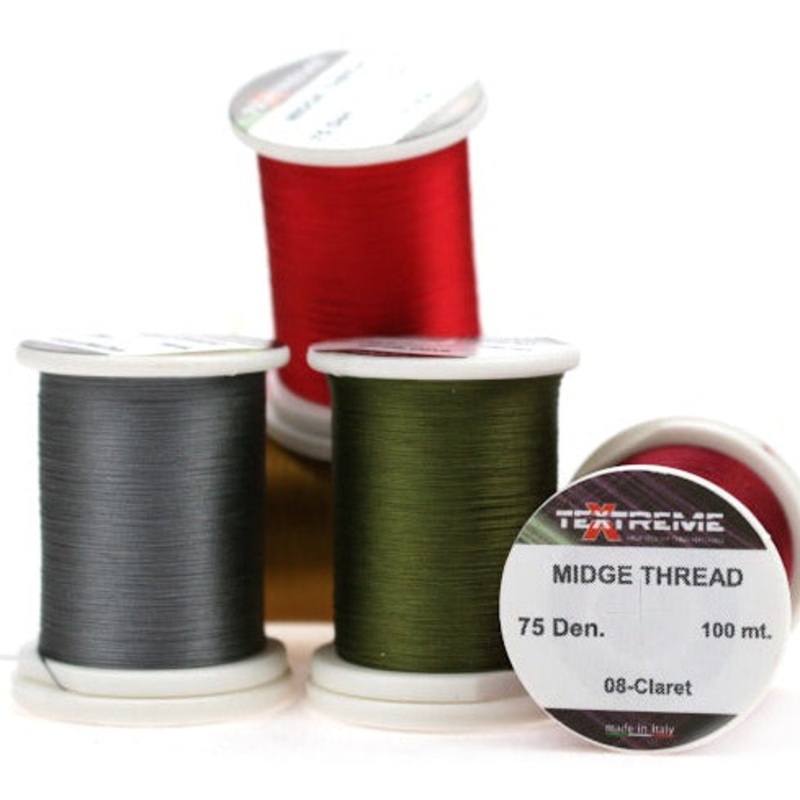 Textreme Midge Thread|White|Black|Anti Static Grey|Blue Dun|Brown|Claret|Dark Olive|Fl. Fire Orange|Fl. Salmon|Iron Blue Dun|Olive Grey|Red Oxide|Rust|Tan|Titanium|Grey
