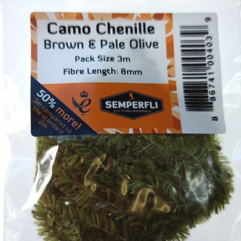 Semperfli Camo Chenille|Brown/Pale Olive|Brown/Golden Olive|Mixed Pinks|Green/Pale Olive|Brown Olive/Pale Olive|4mm|8mm|15mm