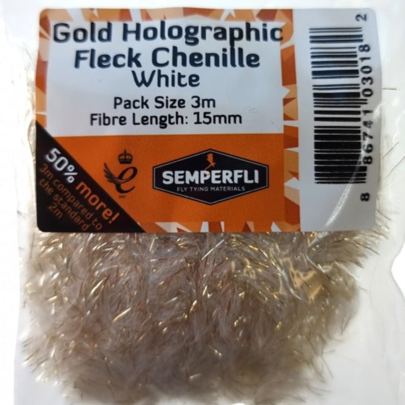 Semperfli Holo Fleck Chenille|White Gold Holo|Black Gold Holo|Brown Olive Gold Holo|Olive Gold Holo|Purple Gold Holo|Rootbeer Gold Holo|15mm