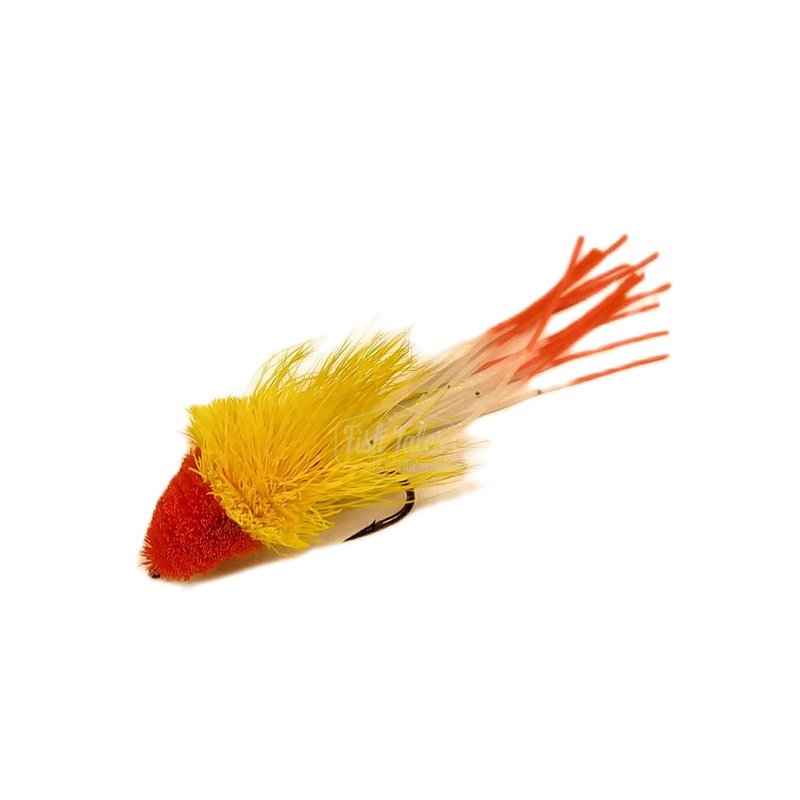SB Flies Hula Diver Bass Fly|Orange/Yellow|White/Red|6