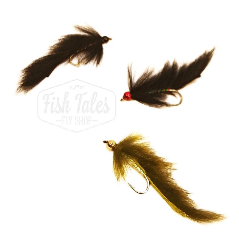 JT Flies Squirrel Leech|Black with Black Bead|Black with Red Bead|Olive with Gold Bead|8