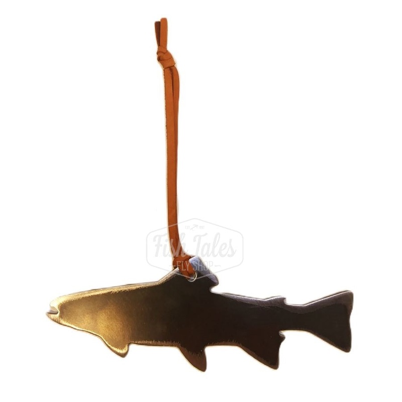 MK Steel Fly Fishing Ornament|Trout Silhouette|Jumping Trout|Round with Fly