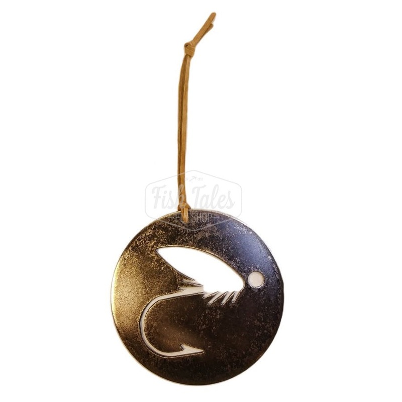 MK Steel Fly Fishing Ornament|Trout Silhouette|Jumping Trout|Round with Fly