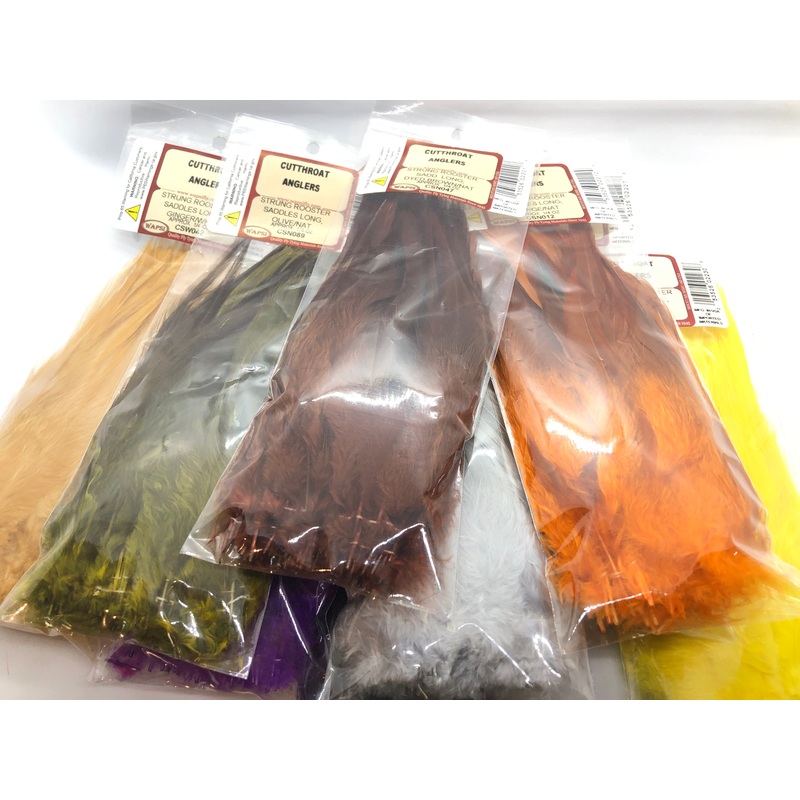 Wapsi Strung Rooster Saddles|White|Black/Natural|Olive/Natural|Red/Natural|Brown/Natural|Pearl Gray/White|Purple/Natural|Ginger/White|Orange/Natural|Yellow/White