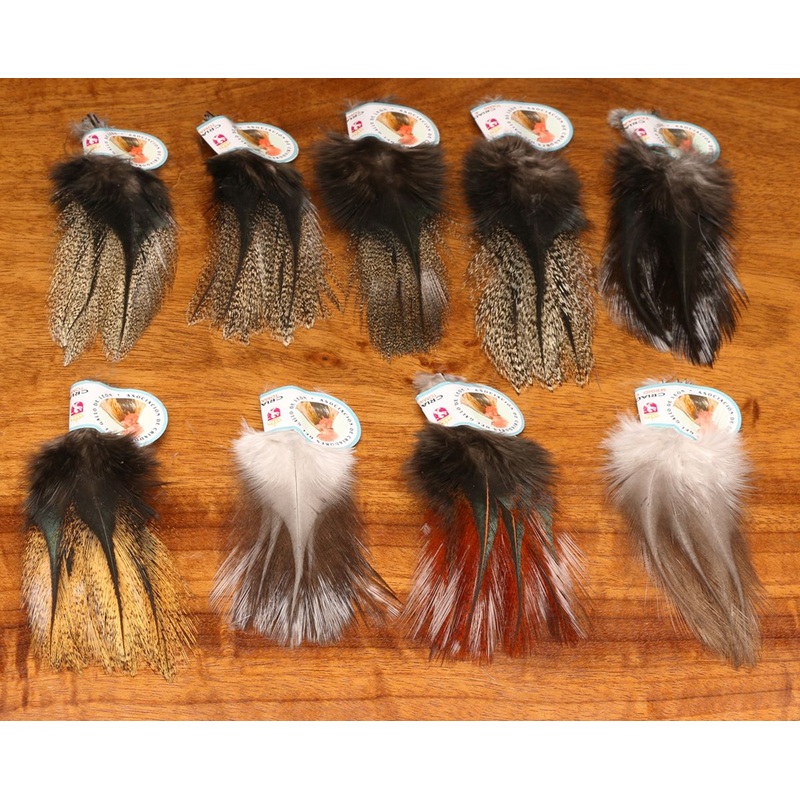 Hareline Dubbin Coq De Leon|Black|Ginger Speckled|Light Dun