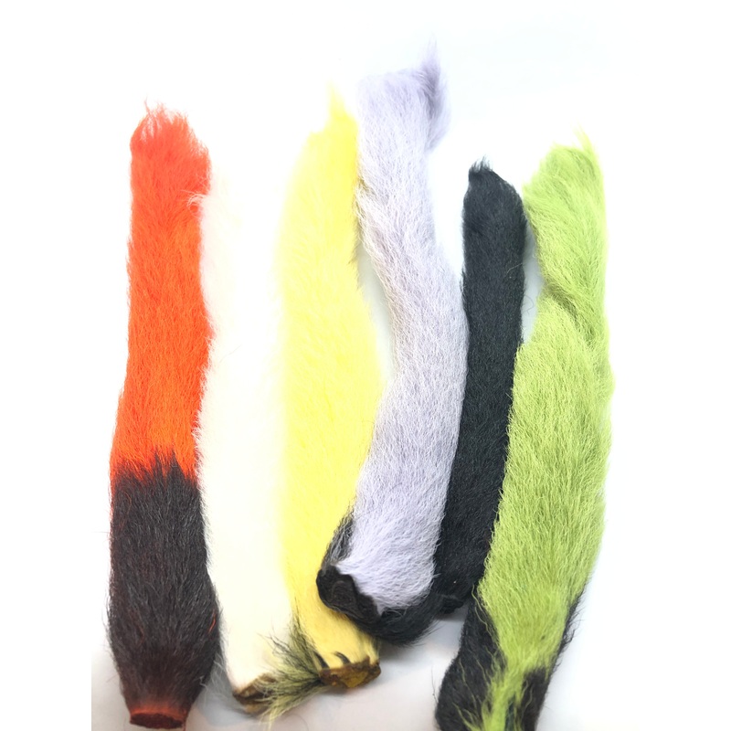 Hareline UV2 Calf Tail|Hot Orange|Light Gray|Light Olive|Pale Yellow|Black|White|Shrimp pink|Sand