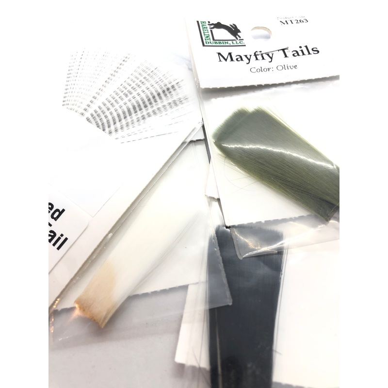 Hareline Mayfly Tails|Olive|White|Black|Black Barred/White|Medium Dun|Brown|Amber