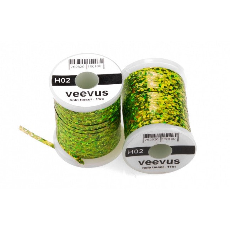 Veevus Holographic Tinsel|Medium|Green H11|Copper H06|Chartreuse H02|Orange H14|Purple H07|Rainbow H01|Red|Black