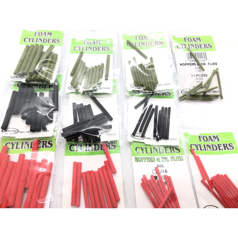 Wapsi Small Foam Cylinders|Olive|Red|Black|Brown|Blue|3/16″|1/8″|3/32|1/16″|1/16