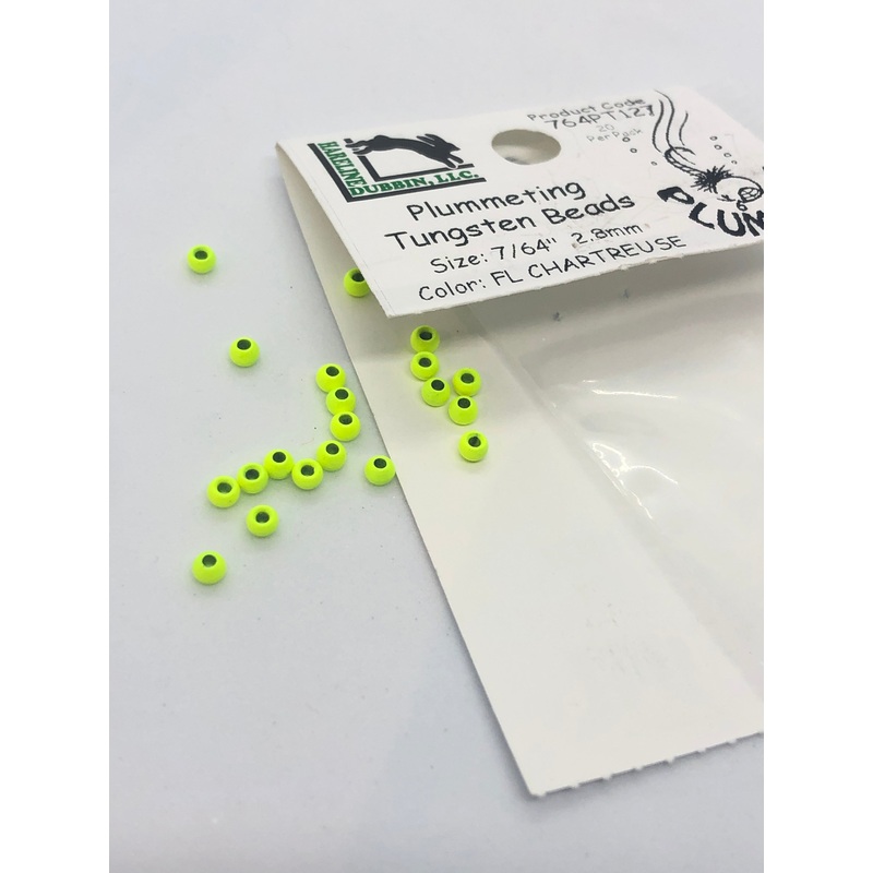 Hareline Dubbin Plummeting Tungsten Beads Fl. Chartreuse now @ 40% Off