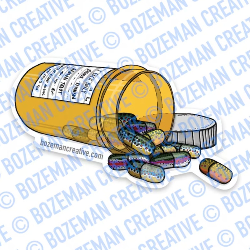 Bozeman Creative Stickers|Trout Prescription|Trout 6 Pack|Smokin Bows|Rainbow Mertrout|Brown Mertrout|Flower – Rainbow Trout|Only Fish|Toyota|Fly Fish|Professional Tie Flyer|Toyota Taco|Trout Shrooms