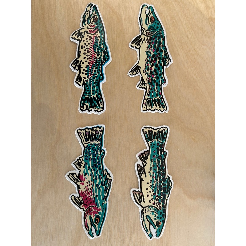 Vintage Salmonoid Stickers|Single|4Pack