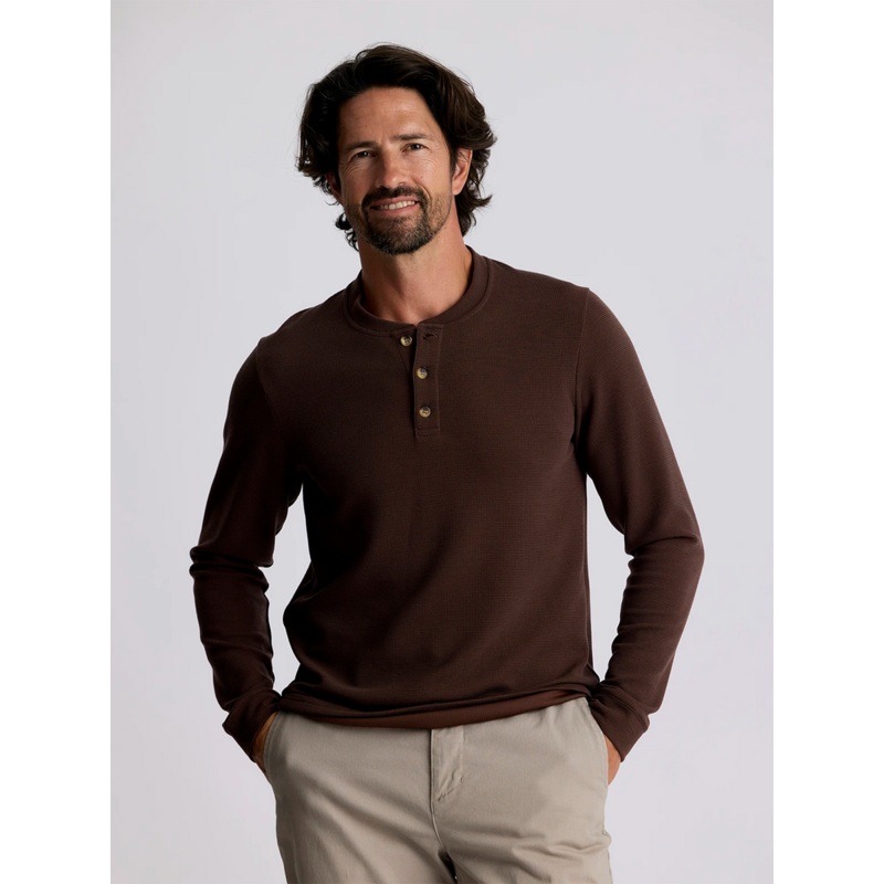 Free Fly Mens Waffle Long Sleeve Henley