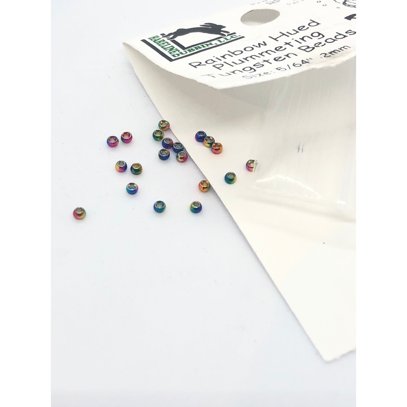 Hareline Dubbin Plummeting Tungsten Beads Rainbow Hued 1/16