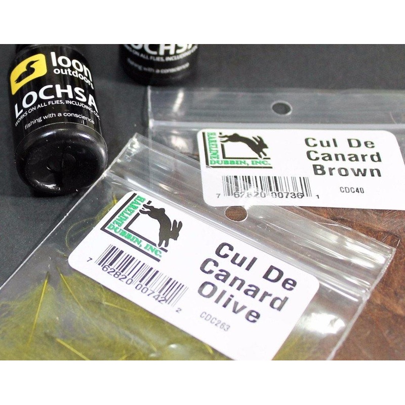 Cul De Canard (CDC)|black|olive|BWO|brown|Orange|Tan|Lt. Yellow|Rusty Spinner|Cinnamon|Dark Dun