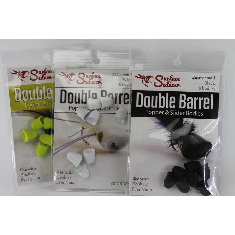 Double Barrel Popper Bodies|X-Small|Small|Medium|Large|Black|White|Yellow/Chartreuse|Blue|Green|Orange|Yellow/Chartruese