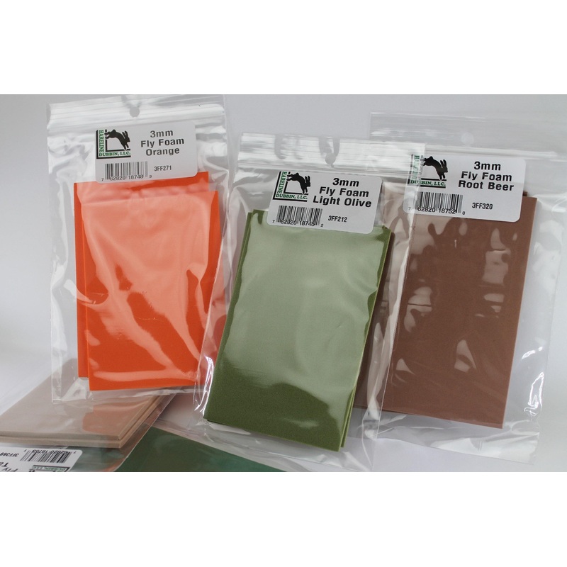 Fly Foam 3.0mm|Black|Gold|Insect Green|Lt. Gray|Lt. Olive|Olive|Orange|Root Beer|Tan|White|Yellow|Brown|Chartreuse