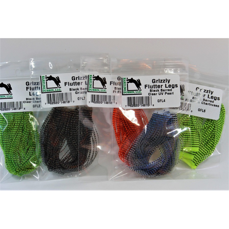 Grizzly Flutter Legs|Clear Chartreuse|Clear Pearl|Clear UV Pearl|Fl. Fire Orange|Fl. Green Chartreuse|Grizzly