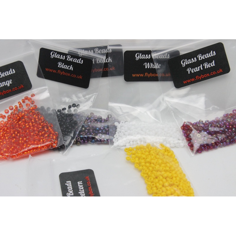 Flybox Glass Beads|White|Orange|Black|Sweetcorn|Pearl Black|Pearl Red