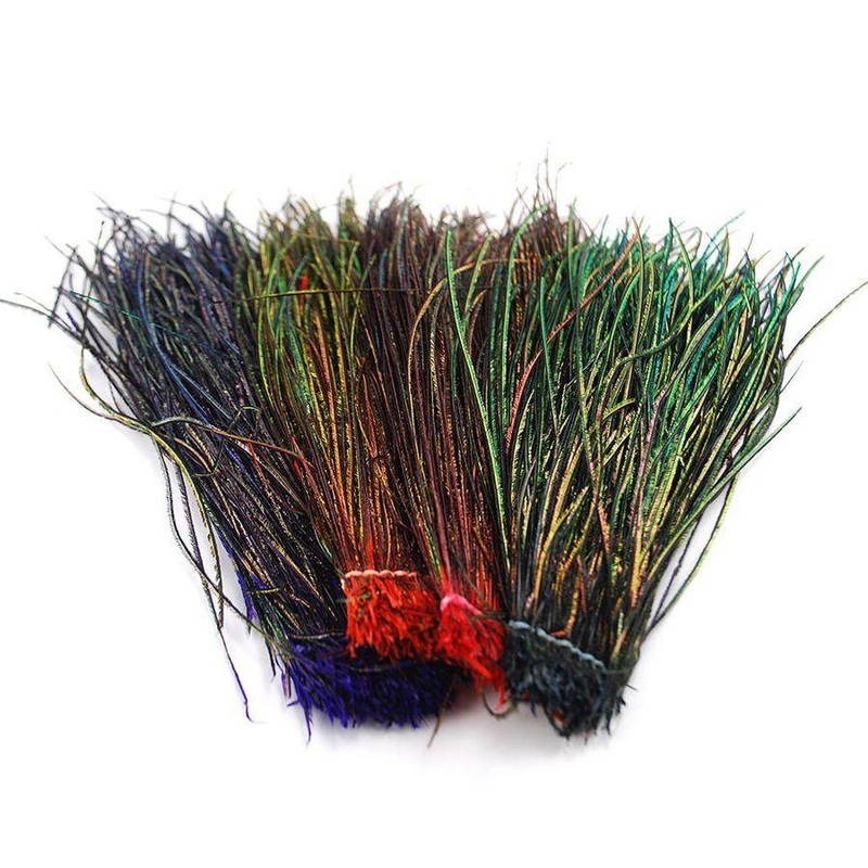 Strung Peacock Herl|Natural|Yellow|Black|Fl. Orange|Fl. Green|Purple|Fl. Blue