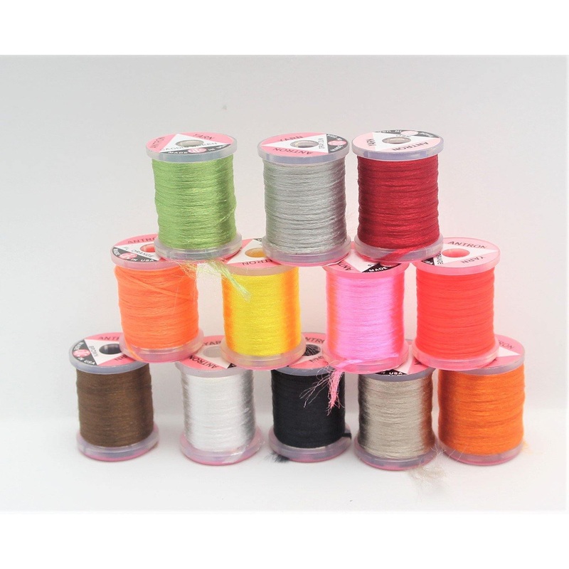 UTC Antron Yarn|White|Yellow|Burnt Orange|Tan|Brown|Red|Caddis Green|Black|Gray Dun|Fl. Orange|Fl. Fire Orange|Fl. Pink|PMD Shuck/Olive|Purple|Cream|Golden Yellow|Brown Olive