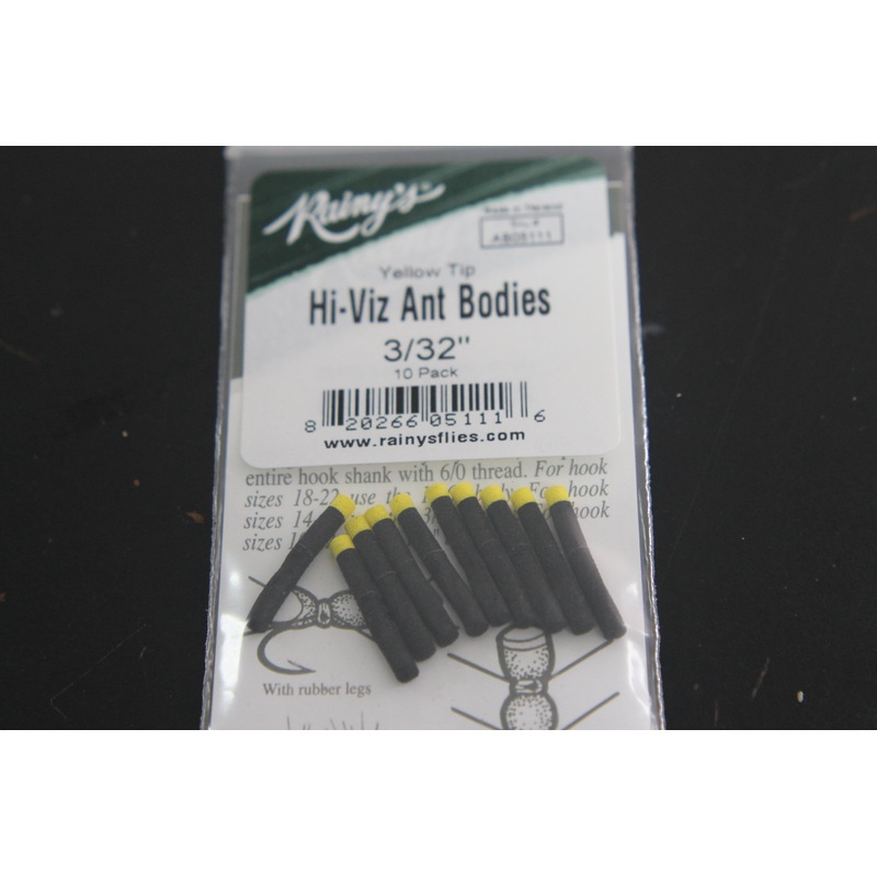 Rainy’s Hi Vis Ant Body|3/32|1/8|Black/Yellow Tip|Black/Red Tip|Cinnamon/Orange Tip
