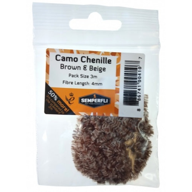 Semperfli Camo Chenille|Small 4mm|Medium 8mm|Large 15mm|Brown & Beige|Brown & Golden Olive|Brown & Pale Olive|Green & Pale Olive|Mixed Pinks