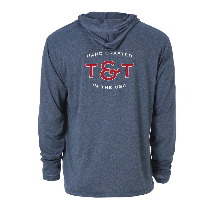 Thomas and Thomas Hoody|L|XL|Athletic Gray Heather|Indigo Blue Heather